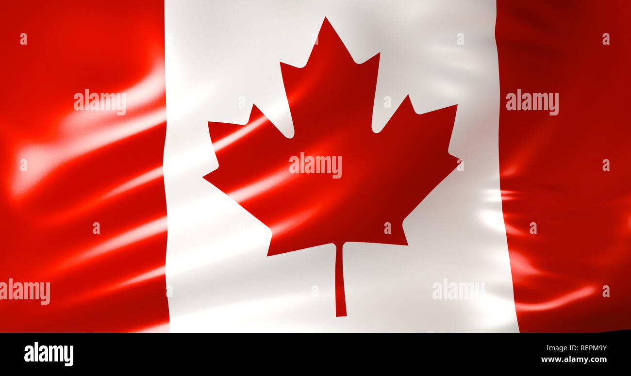 Canada flag in the wind. 3d illustration. 4K quality Stock Photo - Alamy
