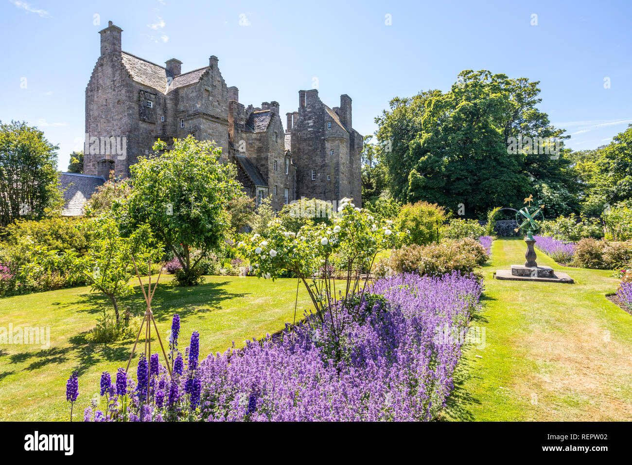 The gardens in summertime at Kellie Castle, Fife, Scotland UK Stock