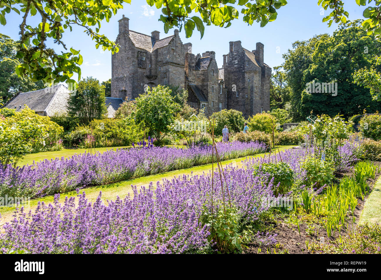 The gardens in summertime at Kellie Castle, Fife, Scotland UK Stock