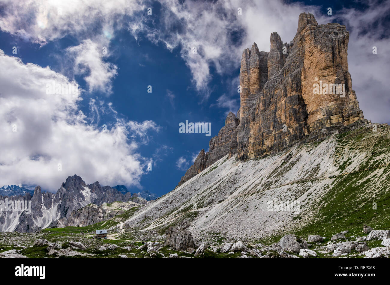 Tre Cime di Lavaredo National Park. Drei Zinnen, Trentino Alto Adige, South  Tyrol, Dolomites mountains, Italy Stock Photo - Alamy