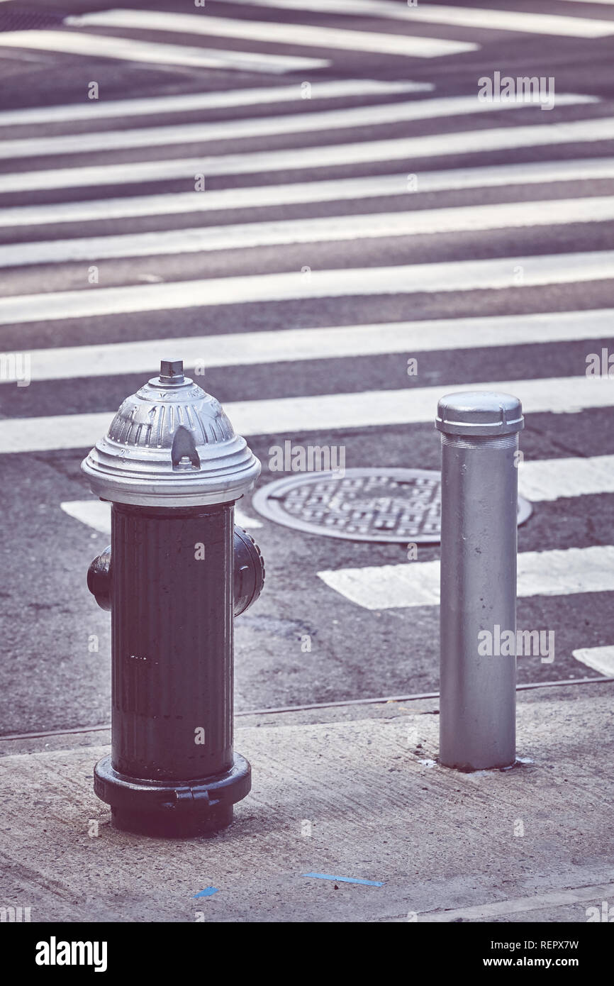 New York City fire hydrant, color toning applied, USA Stock Photo Alamy