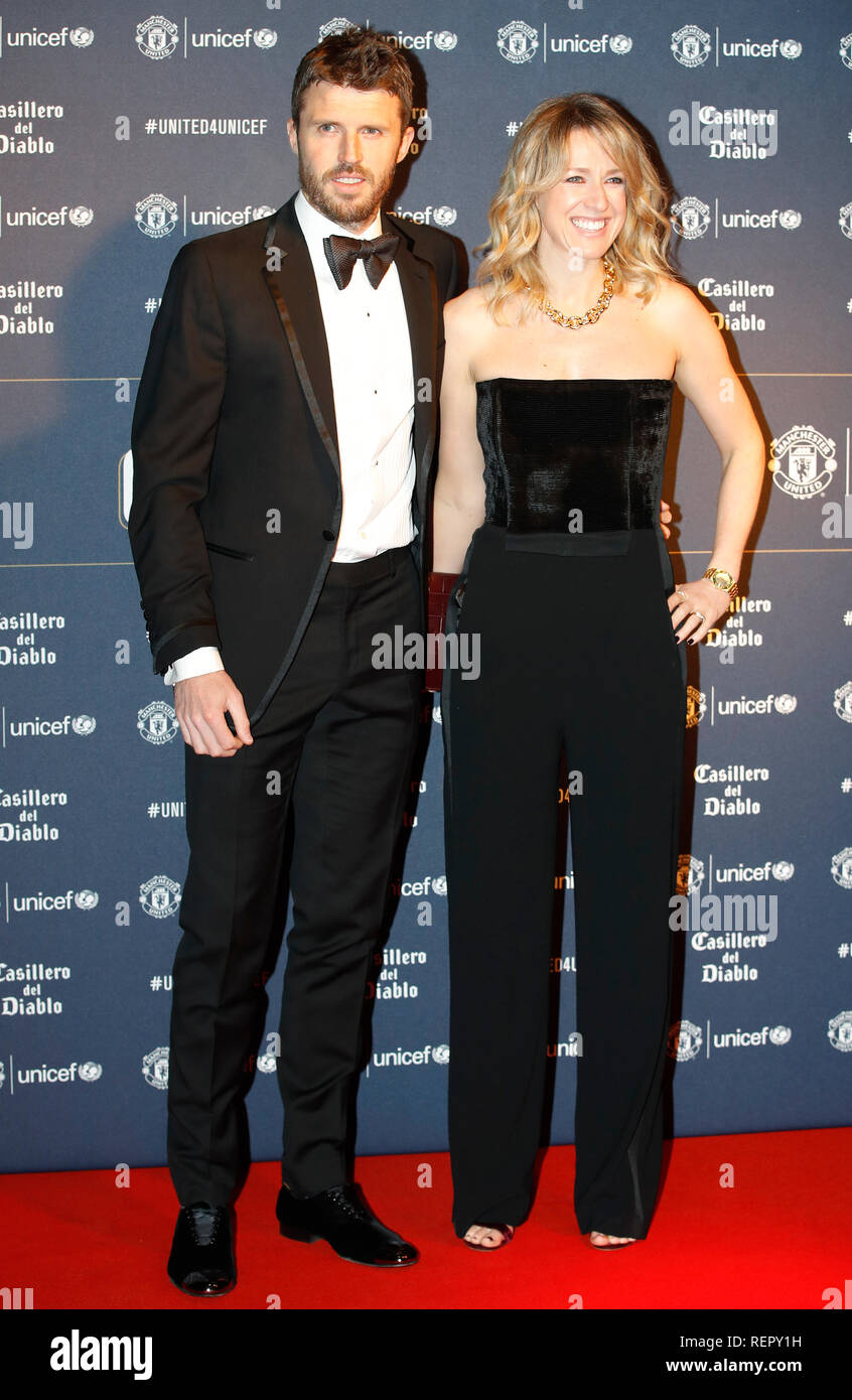 Michael Carrick and wife Lisa Roughead during the red carpet arrivals for the Manchester United United for Unicef Gala Dinner at Old Trafford, Manchester. Stock Photo