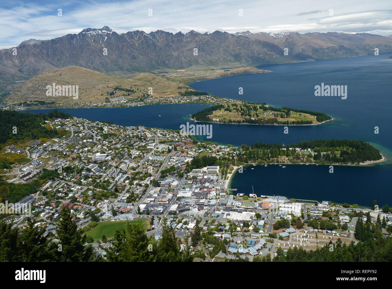 Aerial view of Queenstown in South Island Stock Photo - Alamy