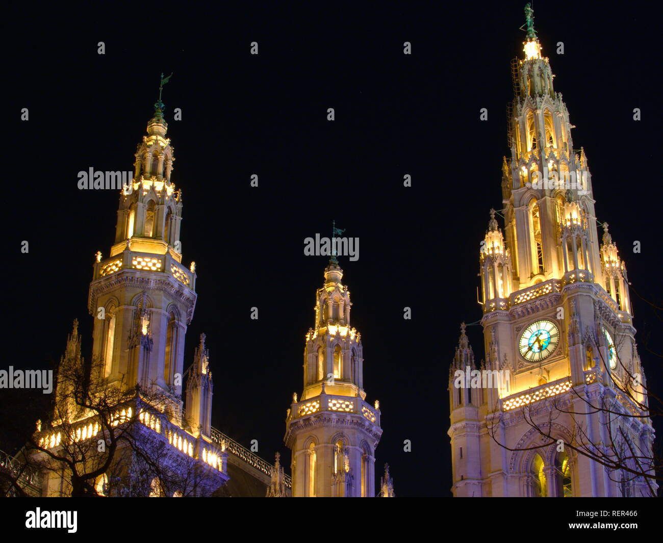 City hall of Vienna during night Stock Photo