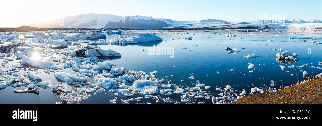 Spectacular glacial lagoon in Iceland with floating icebergs Stock Photo