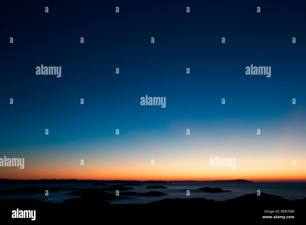 Dusk with a clear sky at Badcall Bay, Sutherland Stock Photo