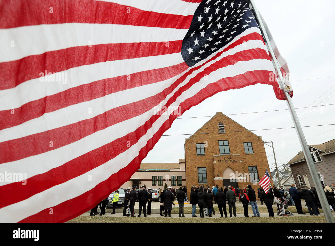 Clinton, Iowa, USA. 11th Jan, 2019. Hundreds of family, friends and