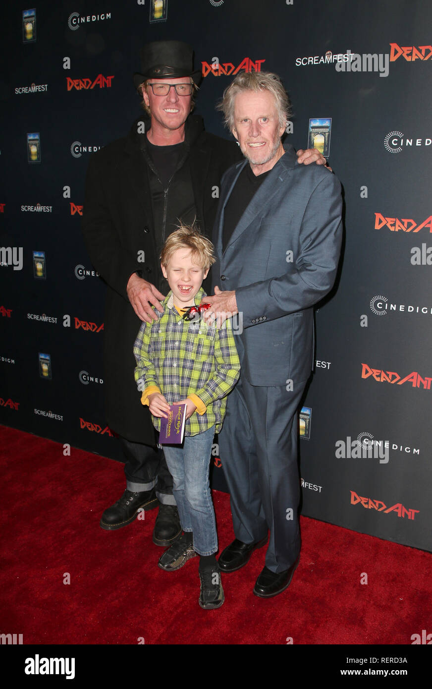 Hollywood, Ca. 22nd Jan, 2019. Jake Busey, Luke Busey and Gary Busey at