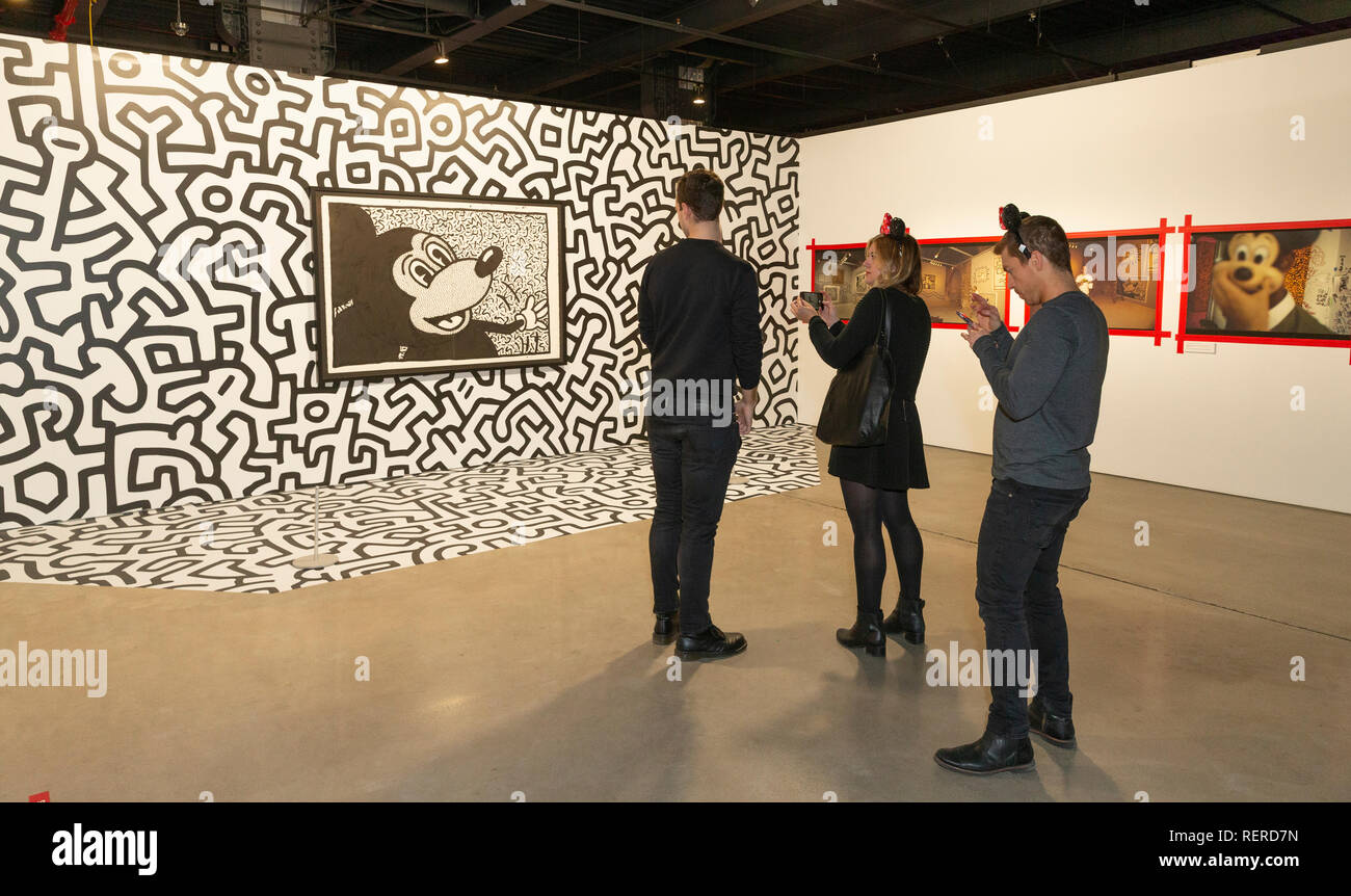 New York, United States. 22nd Jan, 2019. New York, NY - January 22, 2019: Visitors attend Mickey: The True Original Exhibition during National Polka Dot Day on 60 10th Avenue Credit: lev radin/Alamy Live News Stock Photo