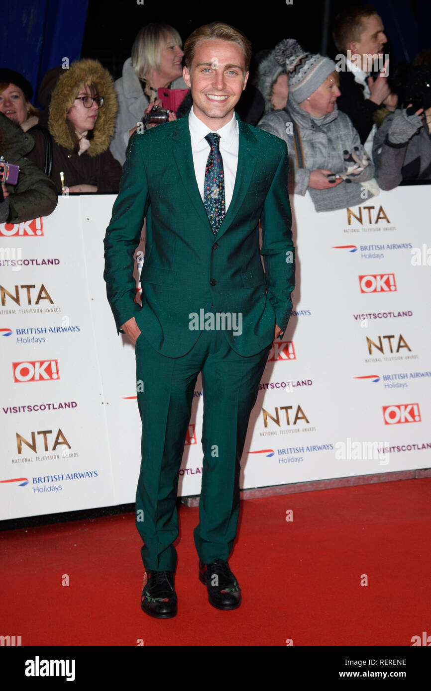 London, UK. 22nd Jan, 2019. LONDON, UK. January 22, 2019: Barney Walsh the National TV Awards 2019 at the O2 Arena, London. Picture: Steve Vas/Featureflash Credit: Paul Smith/Alamy Live News Stock Photo