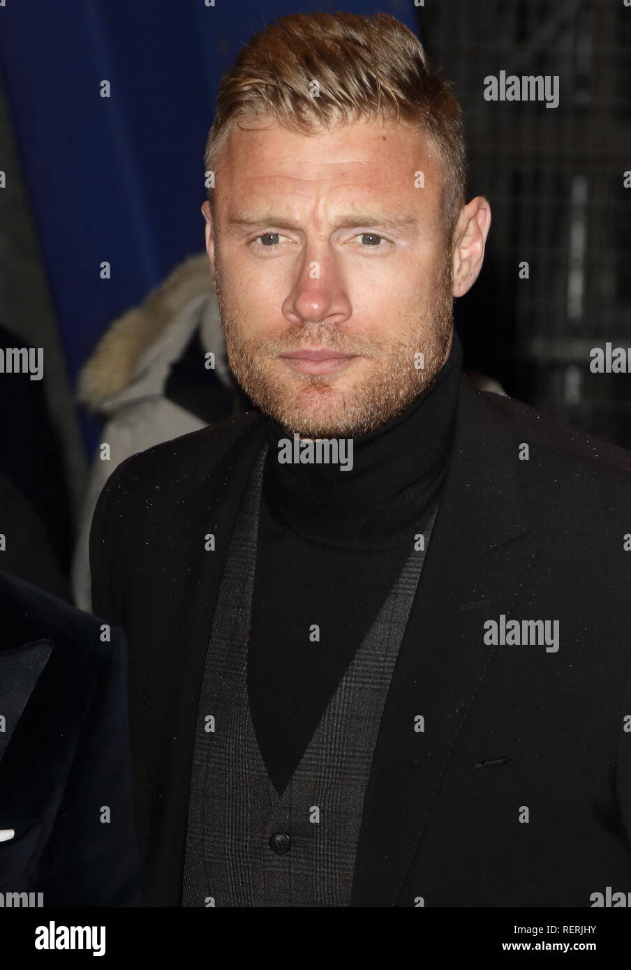 London, UK. 22nd Jan, 2019. Freddie Flintoff seen on the red carpet during the National Television Awards at the O2, Peninsula Square in London. Credit: Keith Mayhew/SOPA Images/ZUMA Wire/Alamy Live News Stock Photo