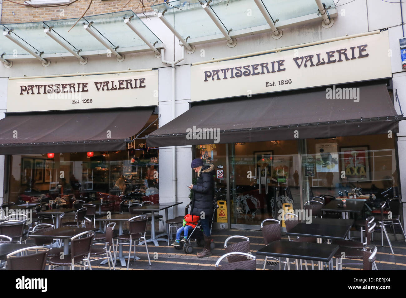 London UK. 23rd January 2019. A Patisserie Valerie chain in Wimbledon High Street. Patisserie Valerie has fallen into administration putting more than 3,000 jobs at risk as the cafe chain is plunged into crisis after a £40m black hole was discovered in its accounts Credit: amer ghazzal/Alamy Live News Stock Photo