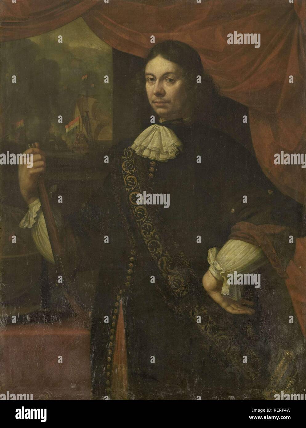 Portrait of Cornelis Jacobsz de Boer, Captain in the Navy. Dating: 1674. Measurements: h 114.5 cm × w 87.5 cm; d 8 cm. Museum: Rijksmuseum, Amsterdam. Author: Jan van Neck. Stock Photo
