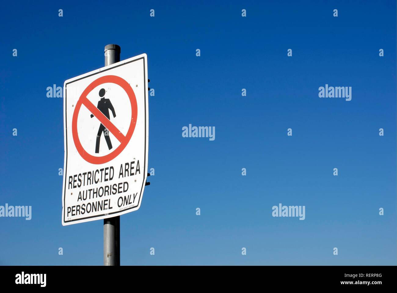 Sign indicating an area for authorised personnel only Stock Photo