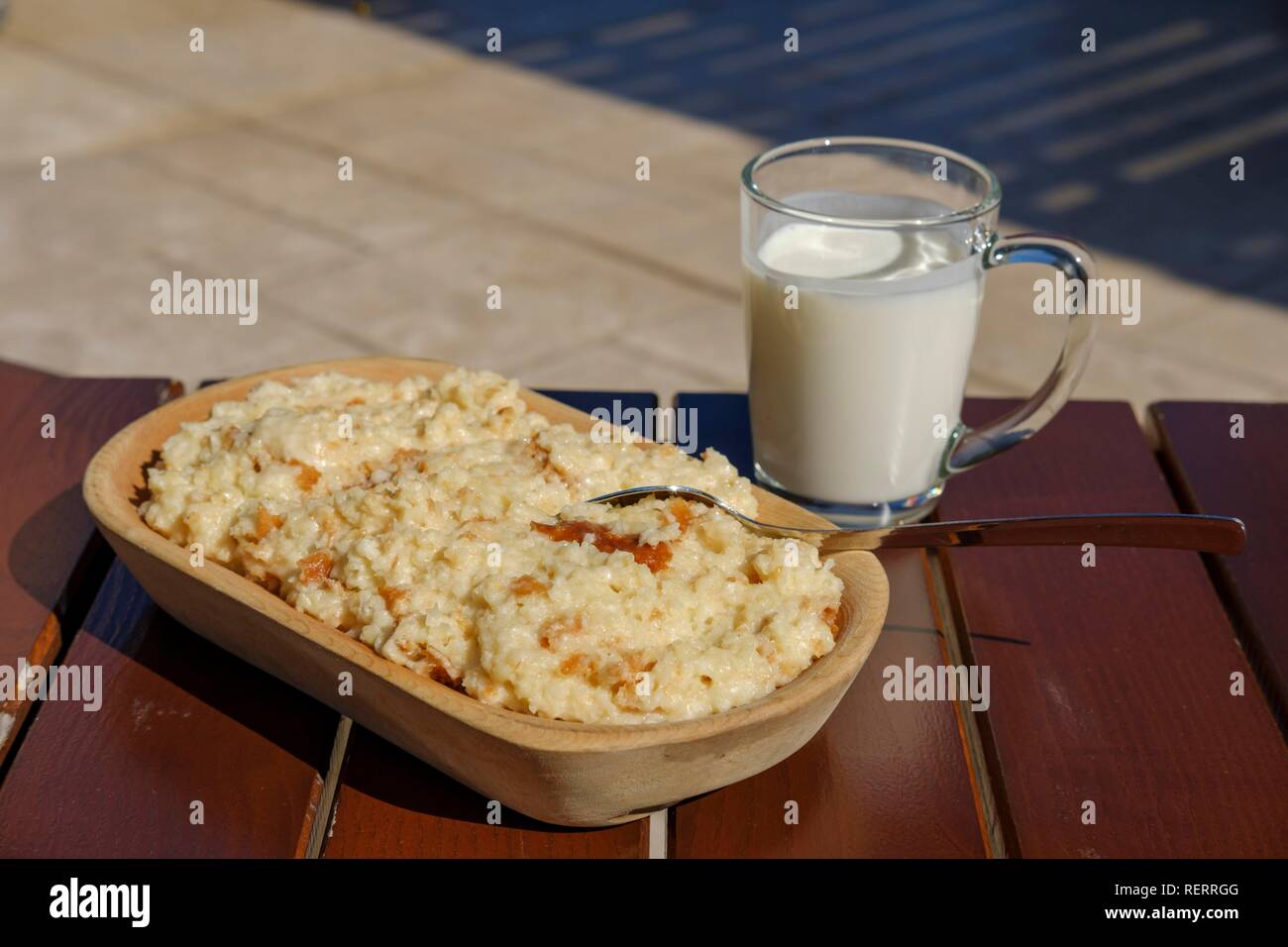 Popara with milk, breakfast, Montenegro Stock Photo