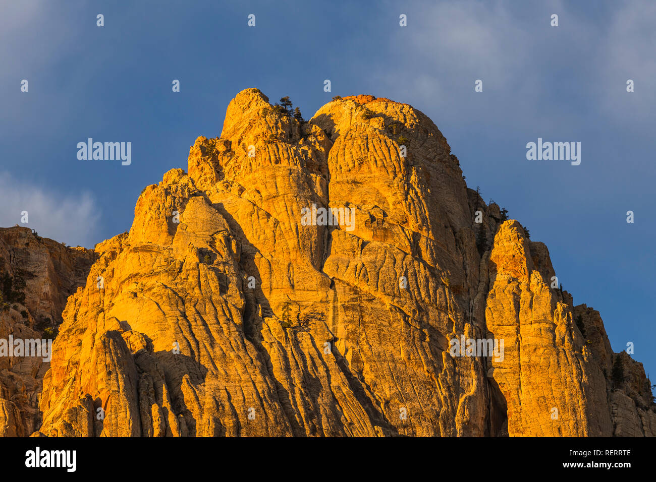 Morning light on mountain peak at Red Rock Canyon National Conservation Area.  A popular natural area 20 miles from Las Vegas, Nevada. Stock Photo