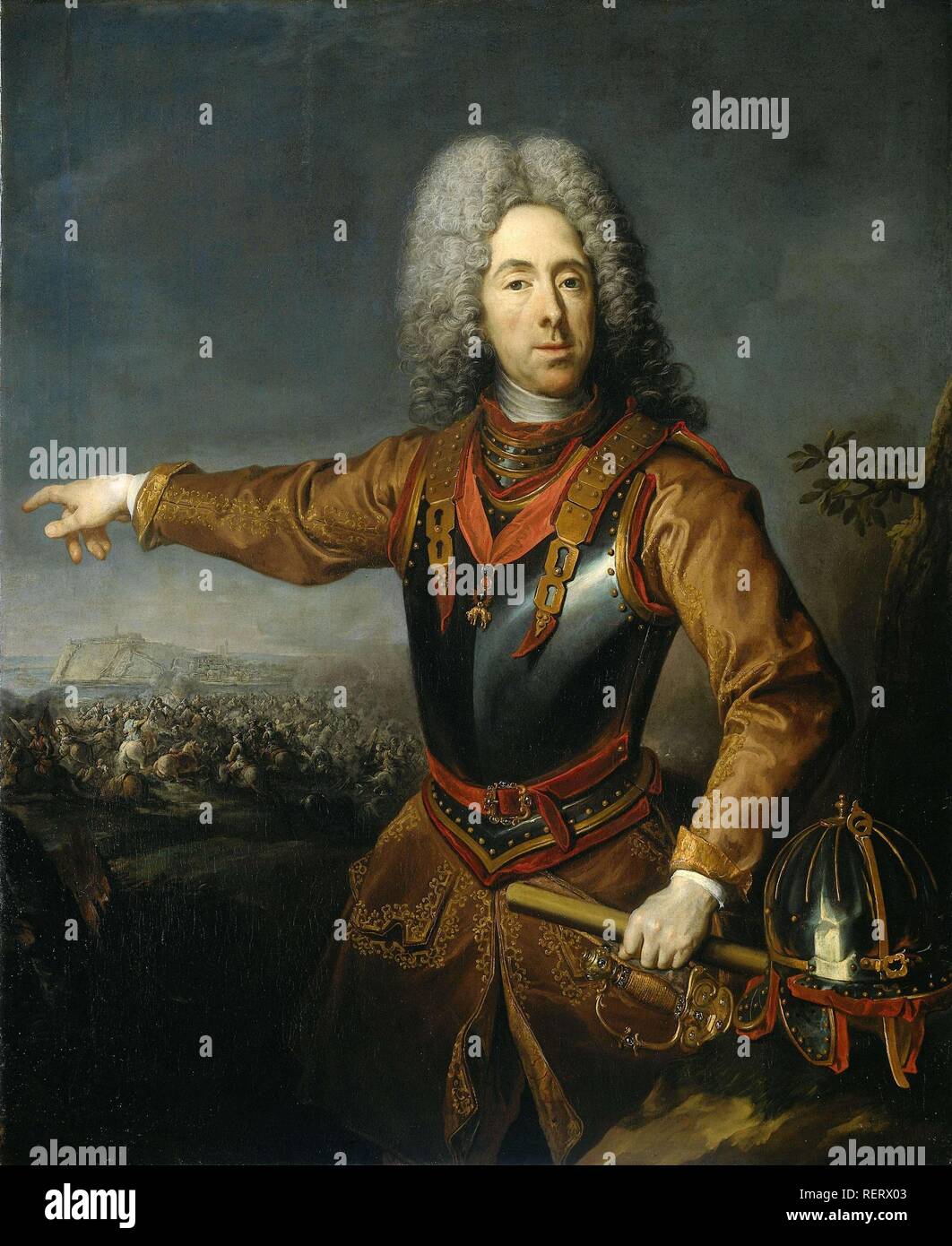 Portrait of Eugene, Prince of Savoy. Dating: 1718. Measurements: h 146 cm × w 119 cm. Museum: Rijksmuseum, Amsterdam. Author: JACOB VAN SCHUPPEN. JAKOB VAN SCHUPPEN. Schuppen, Jacob van. Stock Photo
