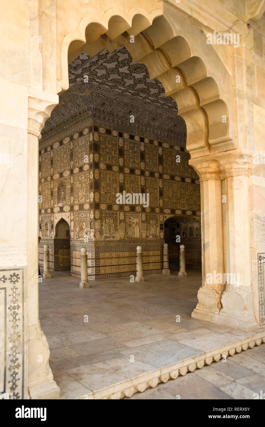 Sheesh Mahal or Palace of Mirrors, Amber Fort, Jaipur, Rajasthan, India, South Asia Stock Photo