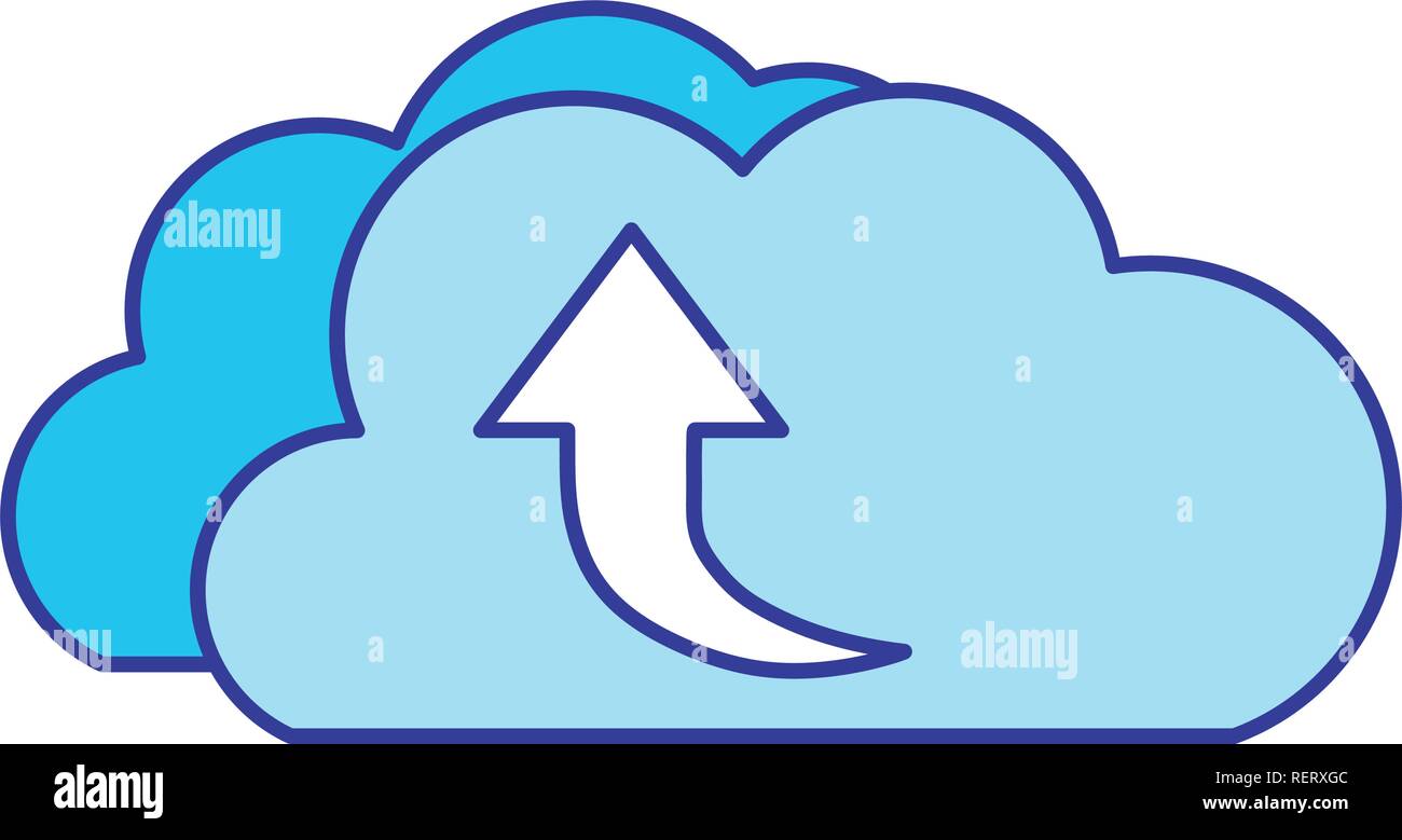 download cloud with objects isolated icon Stock Vector