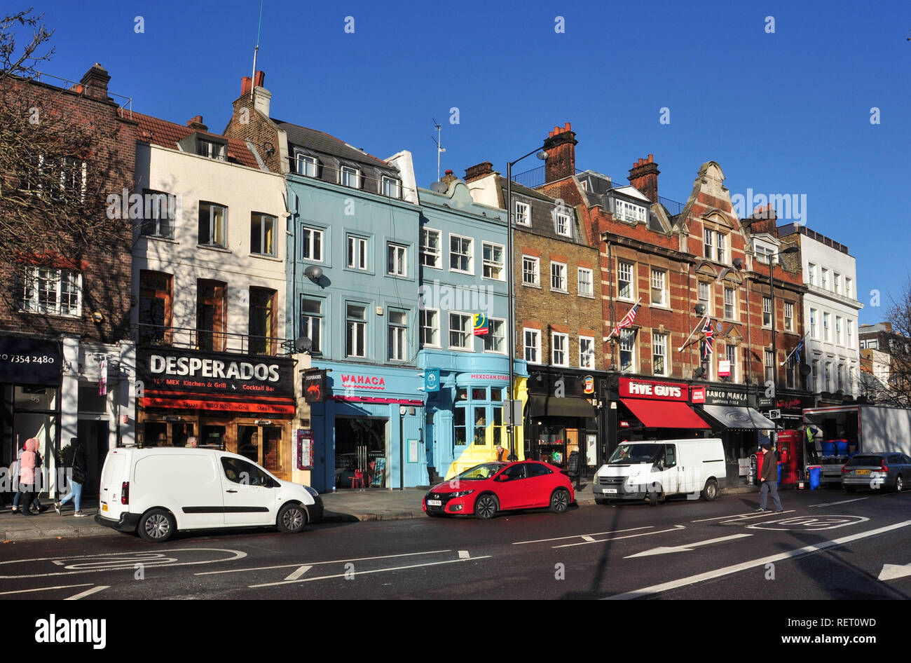 Shops and Cafes, Upper Street, Islington, London, England, UK Stock