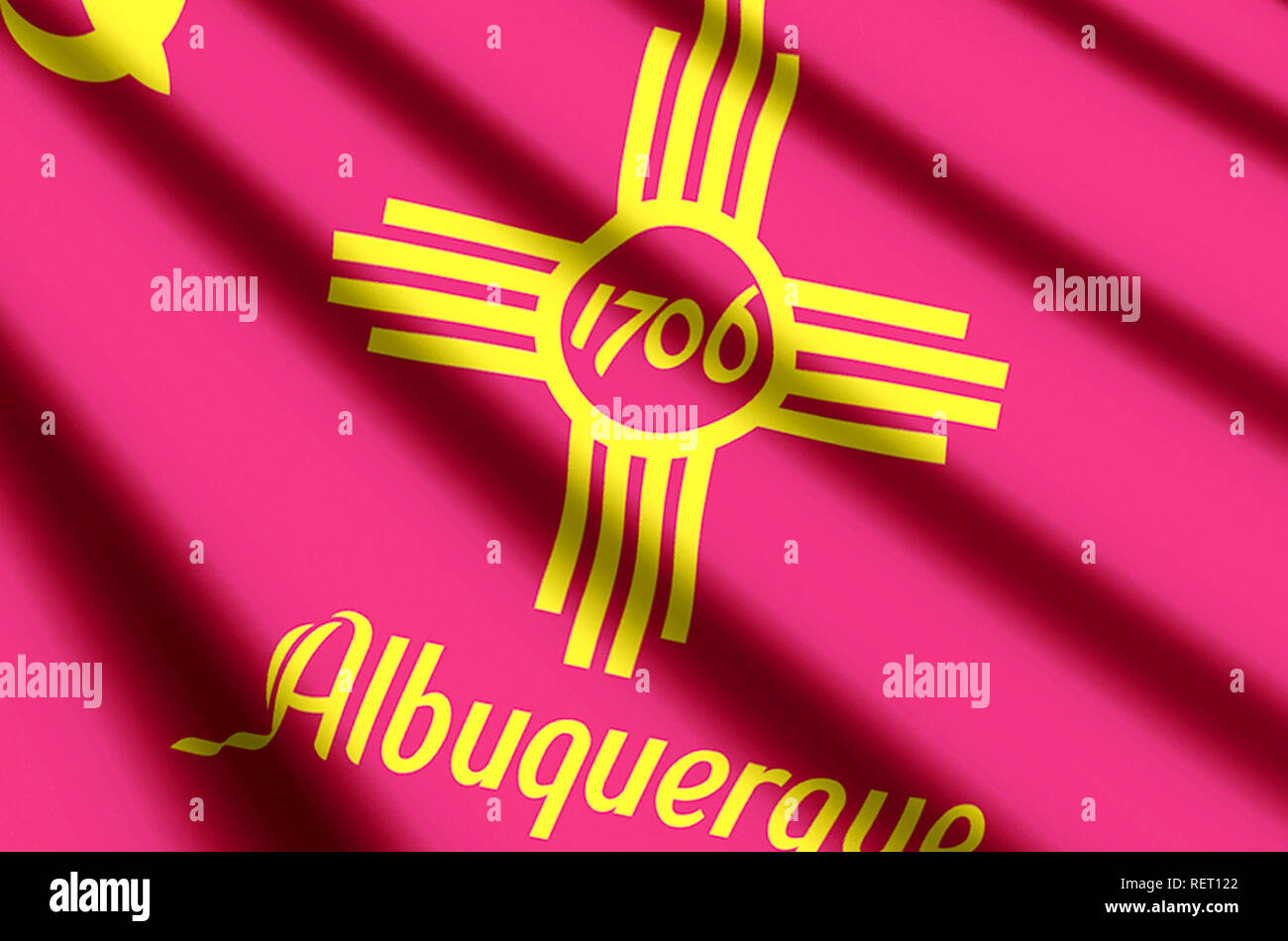 Albuquerque New Mexico waving and closeup flag illustration. Perfect ...