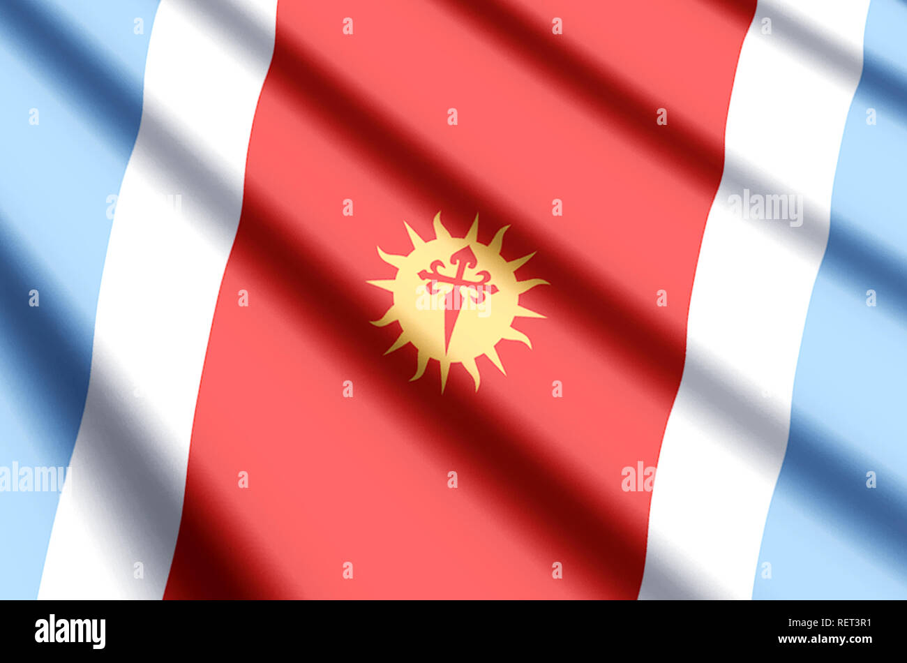 Santiago del Estero waving and closeup flag illustration. Perfect for background or texture purposes. Stock Photo