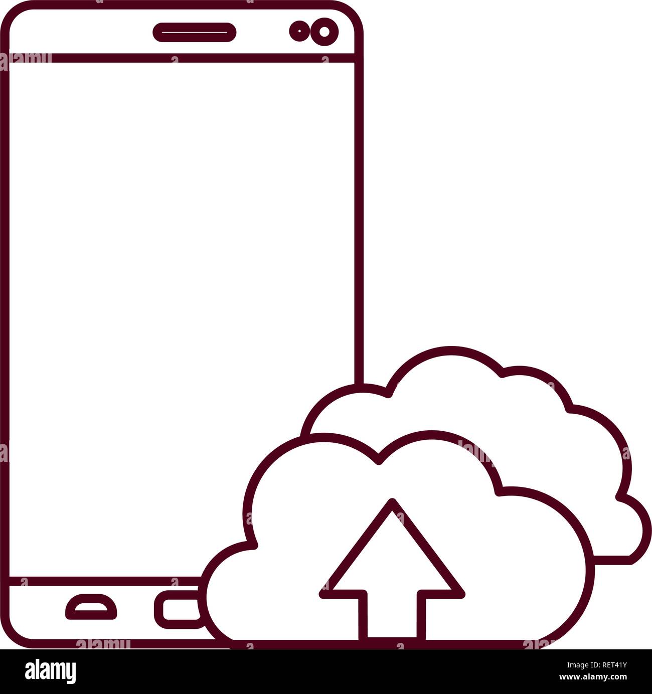 smartphone screen with cloud download isolated icon Stock Vector Image ...
