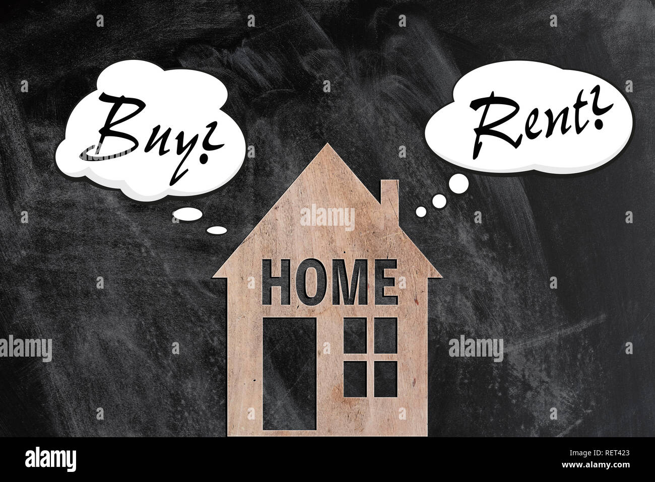 buy or rent a home decision making concept Stock Photo