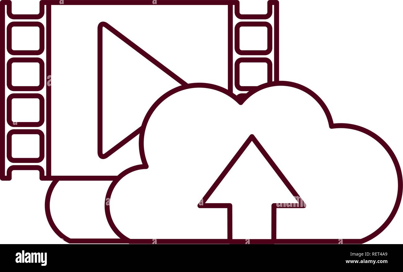 download cloud with objects isolated icon Stock Vector