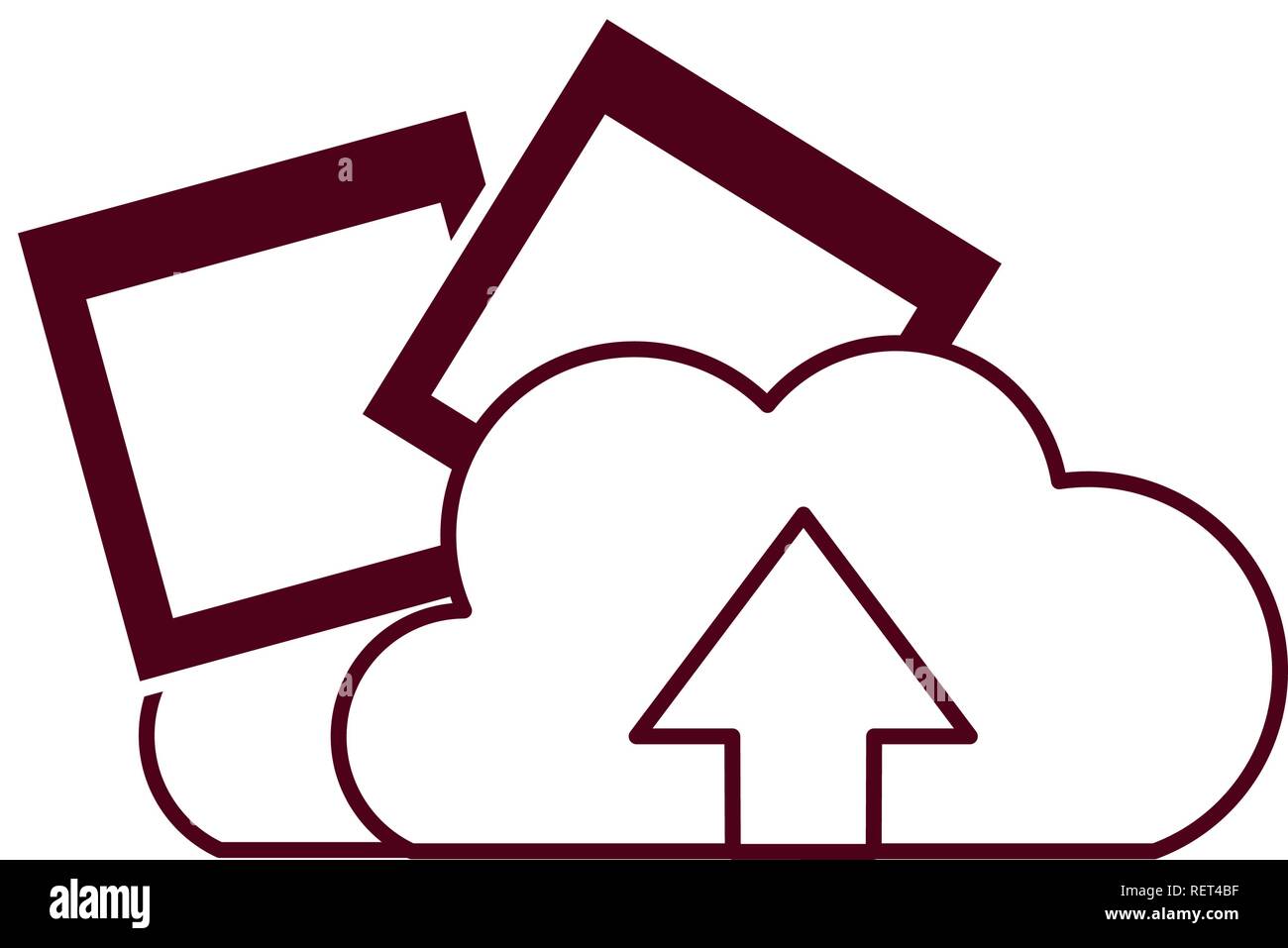 download cloud with objects isolated icon Stock Vector