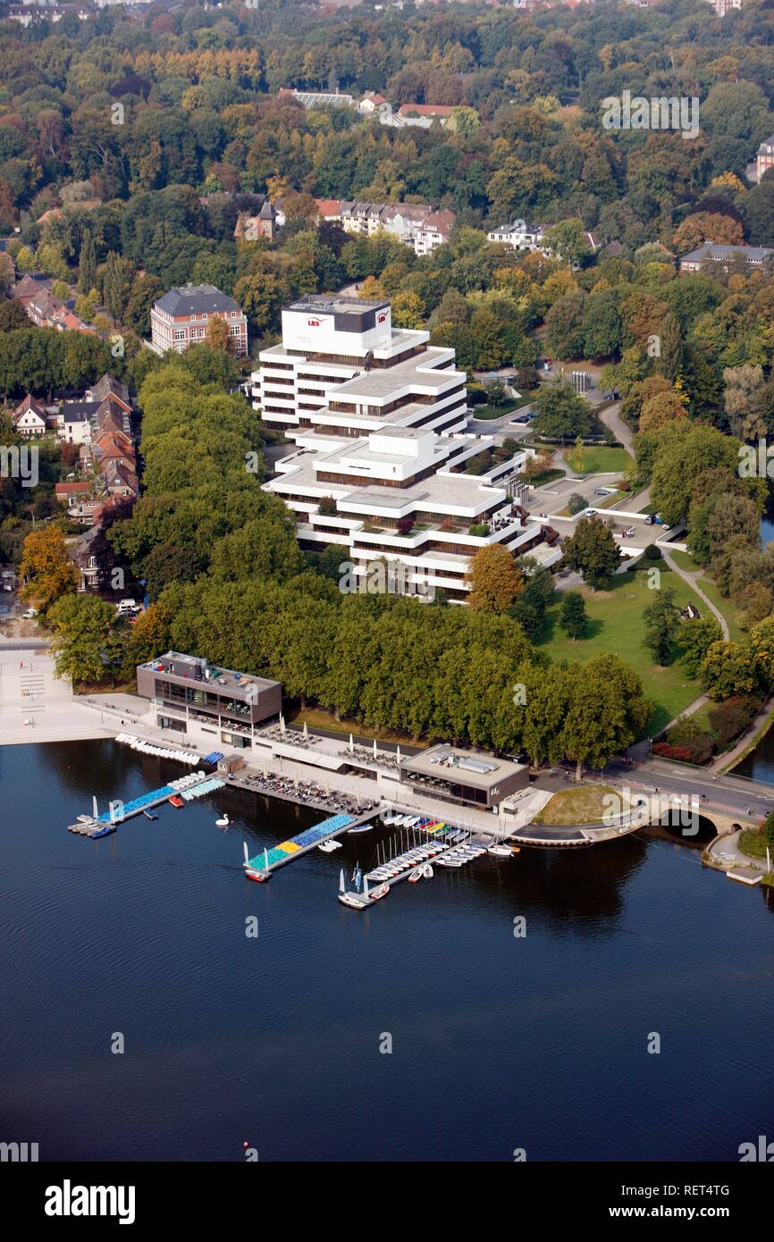 Building of the Landesbausparkasse, German public bank, LBS West, on Aasee Lake, Muenster, North Rhine-Westphalia Stock Photo