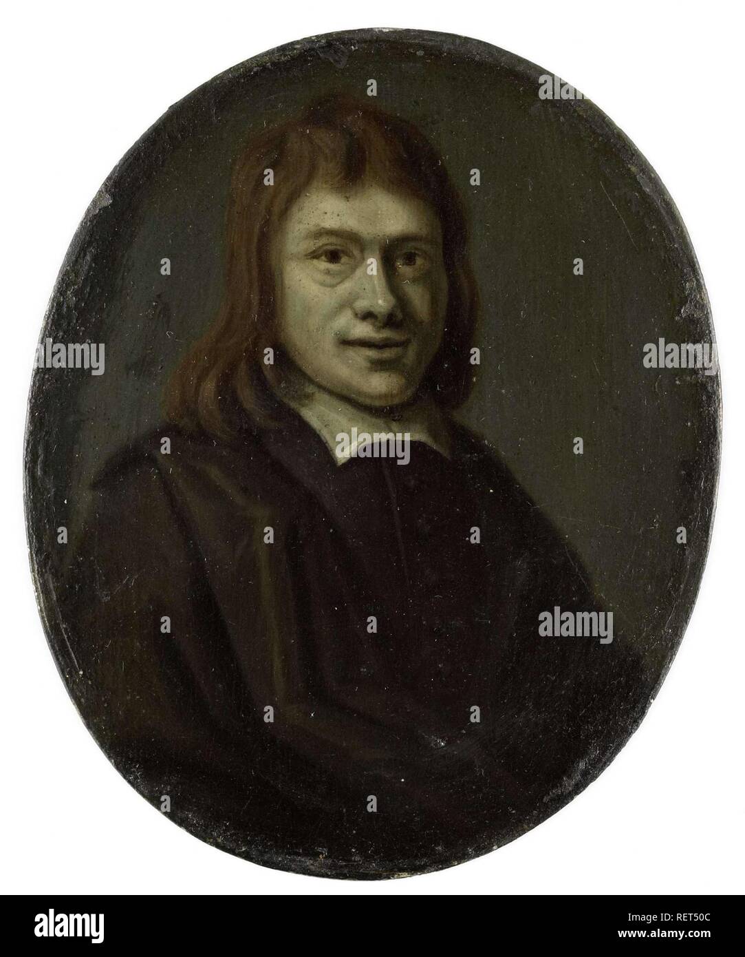 Portrait of Frans van Hoogstraten, Poet and Bookseller in Rotterdam and Dordrecht. Dating: 1700 - 1732. Measurements: h 10.5 cm × w 8.5 cm × d 0.1 cm. Museum: Rijksmuseum, Amsterdam. Author: Arnoud van Halen. Stock Photo