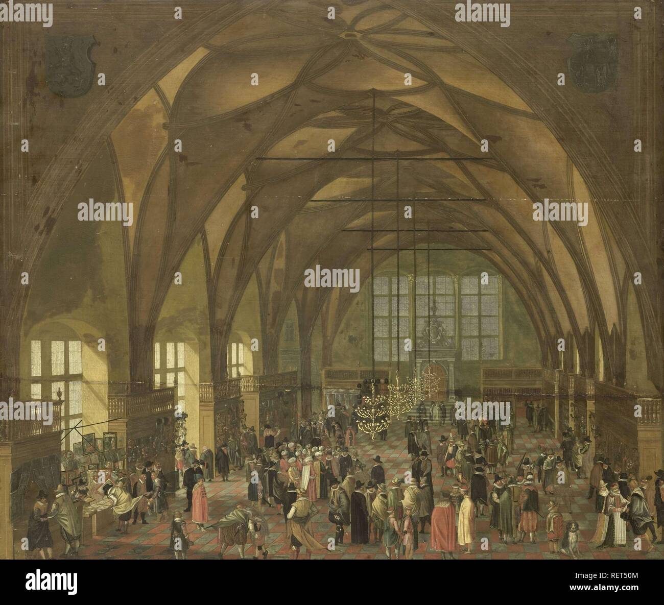 Large Hall in the Prague Hradschin Castle. Painter: anonymous. Painter: Pieter Neefs (I) (rejected attribution). Print maker: Aegidius Sadeler (copy after). Dating: c. 1607 - 1615. Place: Southern Netherlands. Measurements: h 66 cm × w 76.5 cm; d 6.9 cm. Museum: Rijksmuseum, Amsterdam. Stock Photo