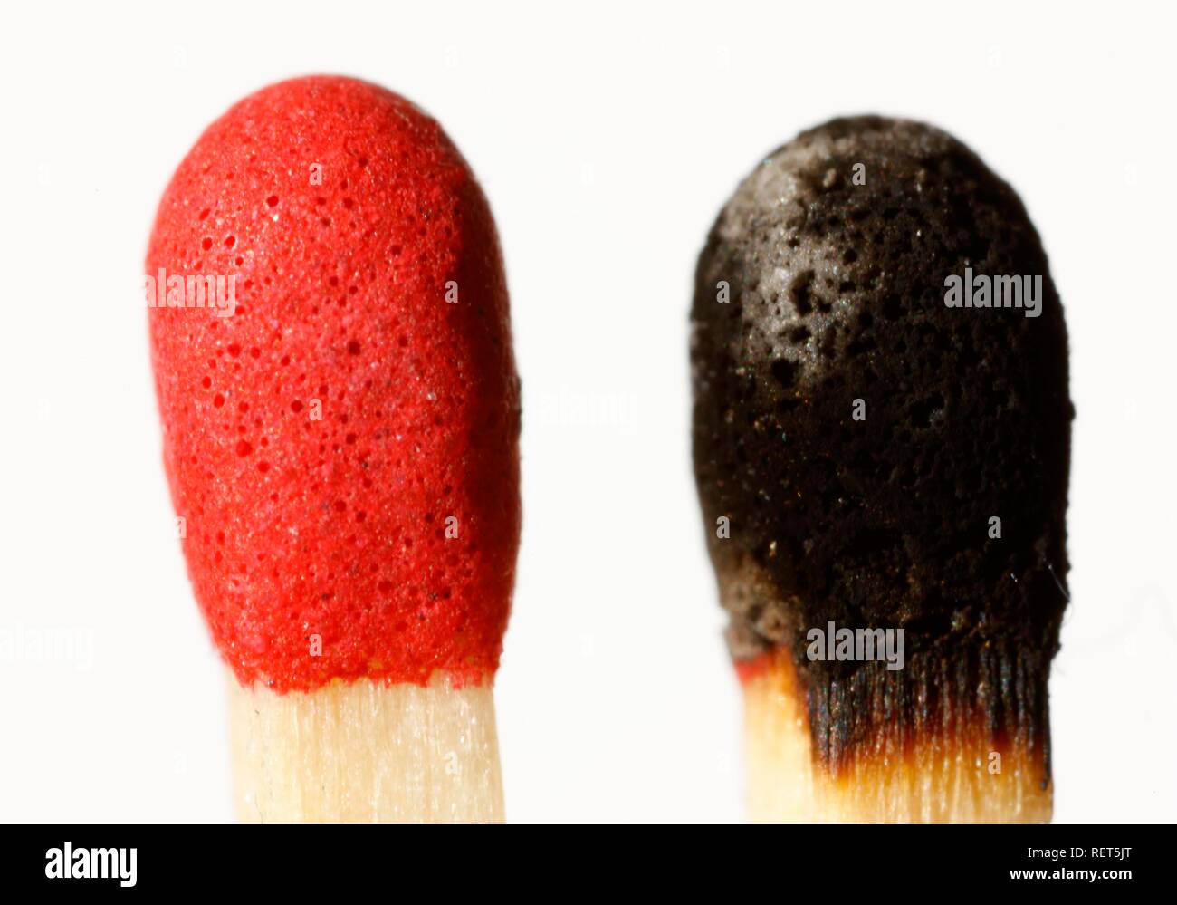Match heads, unused and burnt down Stock Photo Alamy