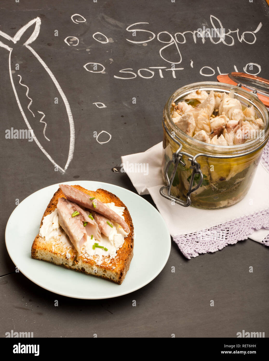 Mackerel in olive oil Stock Photo Alamy