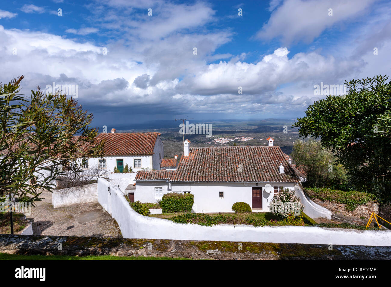White houses in the village of Marvão, Alto Alentejo, Portugal Stock Photo Alamy