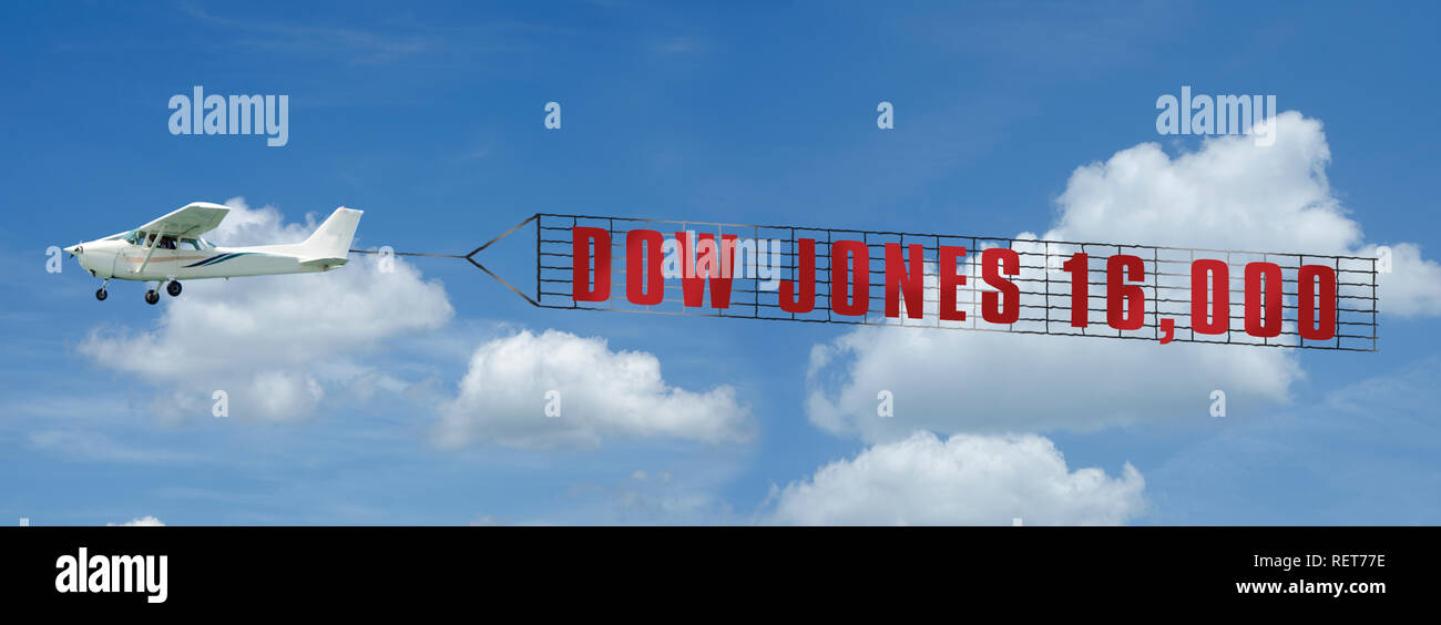 Dow Jones 16,000 Bull Market Ahead Banner Stock Photo