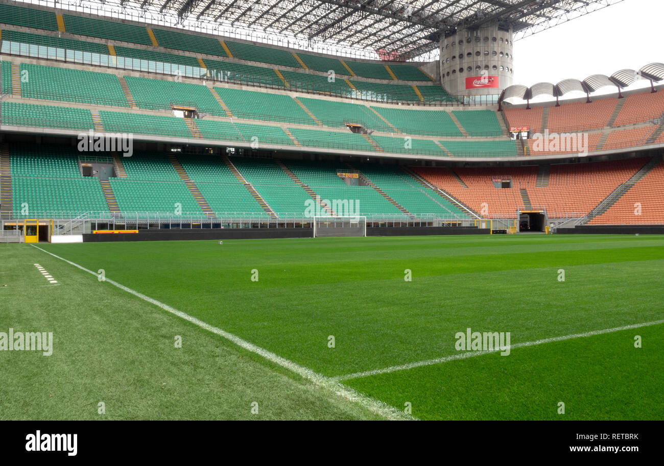 Seating in the San Siro football stadium, Milan, Italy. Stock Photo