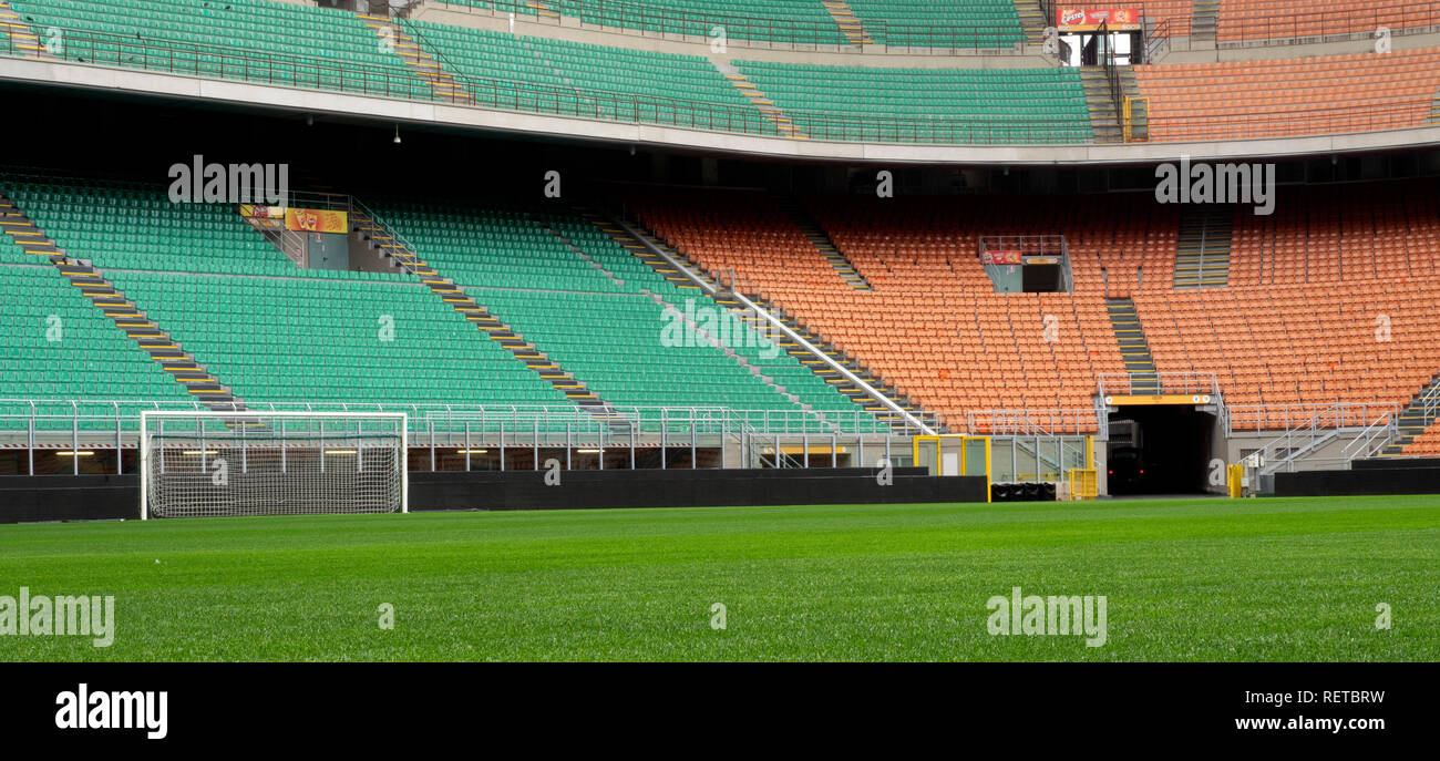 Seating in the San Siro football stadium, Milan, Italy. Stock Photo