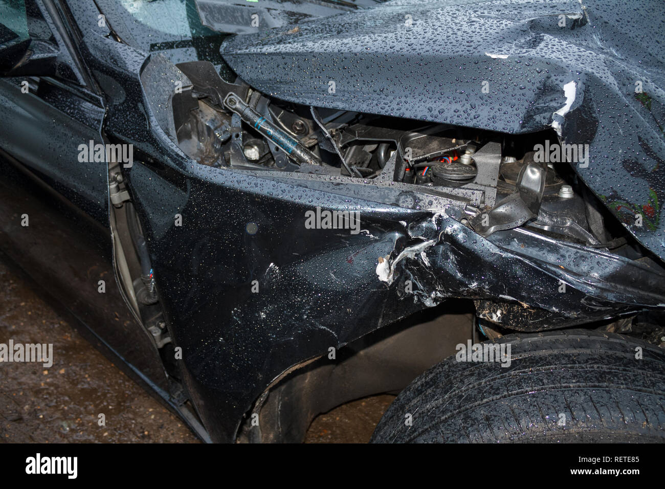 Car crash / vehicle damage; Head on crash, front bumper damage Stock ...