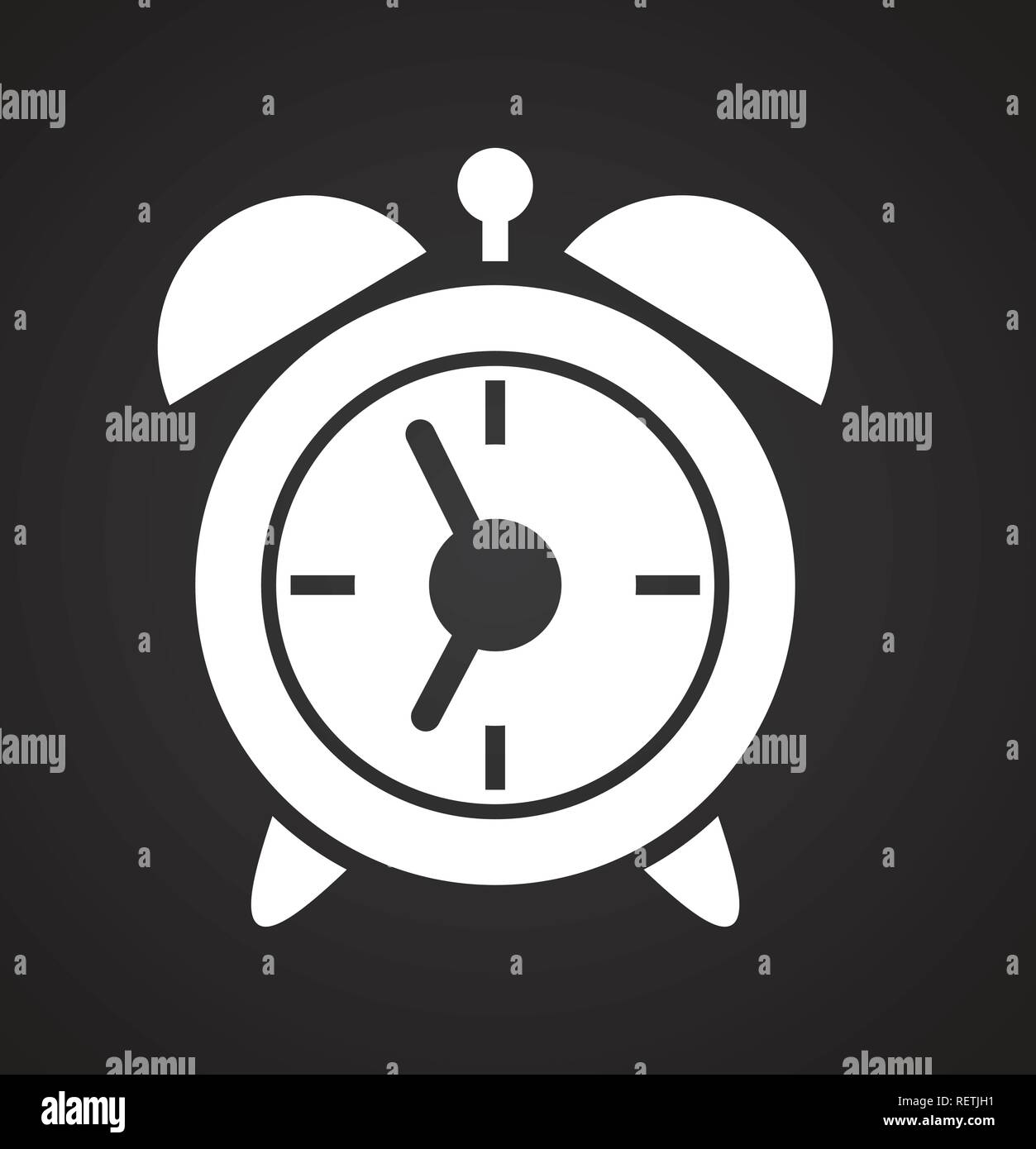 Alarm clock icon on black background for graphic and web design, Modern ...