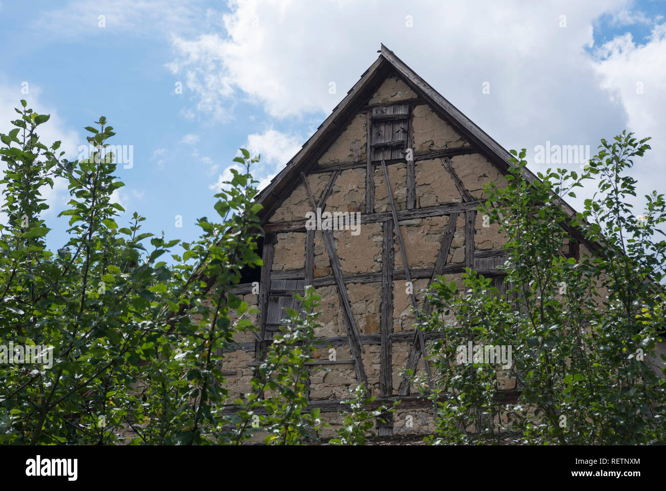 half-timbering house, mulfingen, jagst valley, hohenlohe region, Baden-Wuerttemberg, Heilbronn-Franconia, Germany Stock Photo