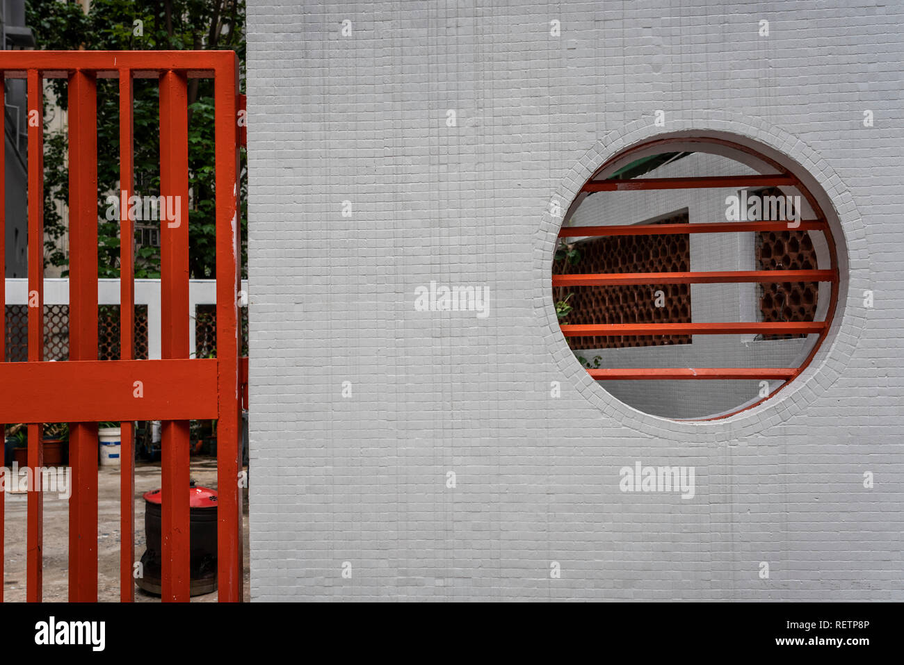 Architecture in an Oriental restaurant in Kowloon, Hong Kong, China, Asia. Stock Photo