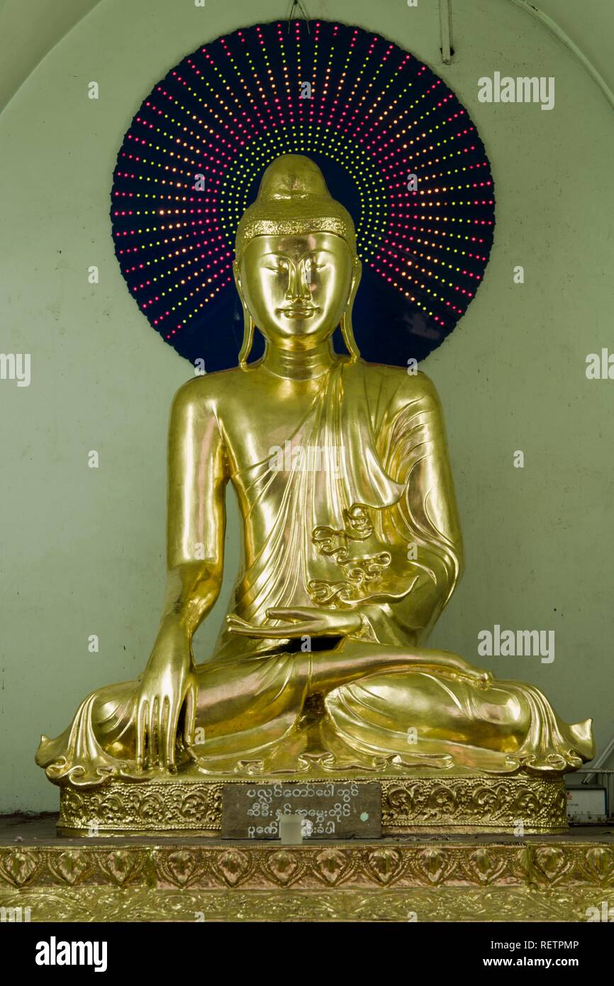 Buddha statue, Shwedagon Pagoda, Yangon, Myanmar, Burma, Southeast Asia Stock Photo