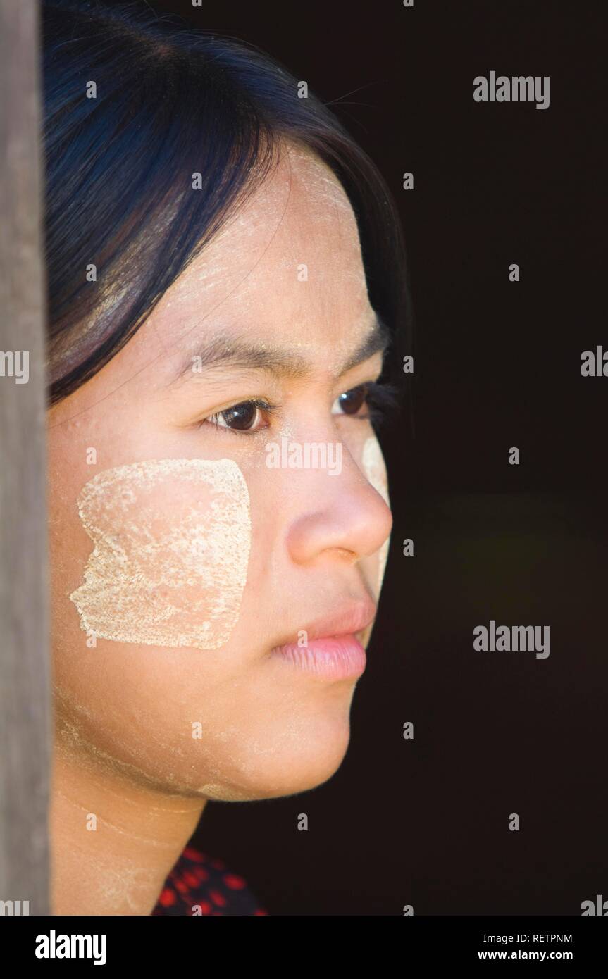 Young Burmese woman, Portrait, Bagan, Myanmar, Burma, Southeast Asia Stock Photo