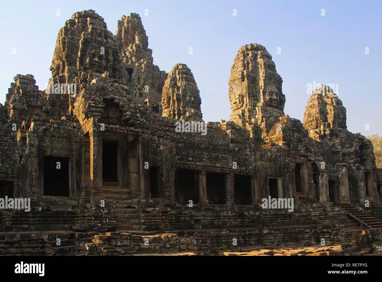 Bayon temple, Angkor Thom, UNESCO World Heritage Site, Siem Reap, Cambodia Stock Photo