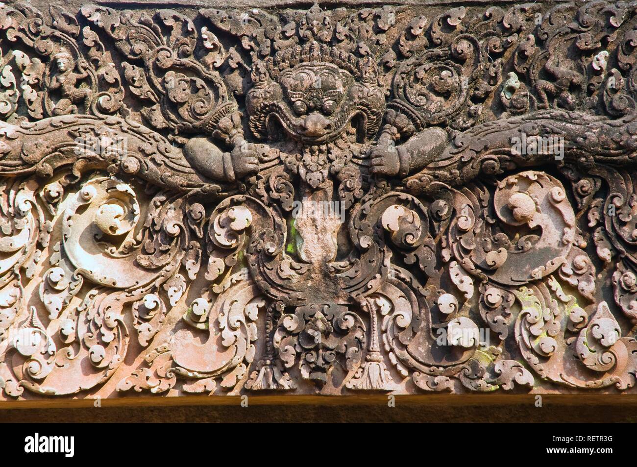 Carved wall, Banteay Prei Temple, Angkor, UNESCO World Heritage Site, Siem Reap, Cambodia Stock Photo