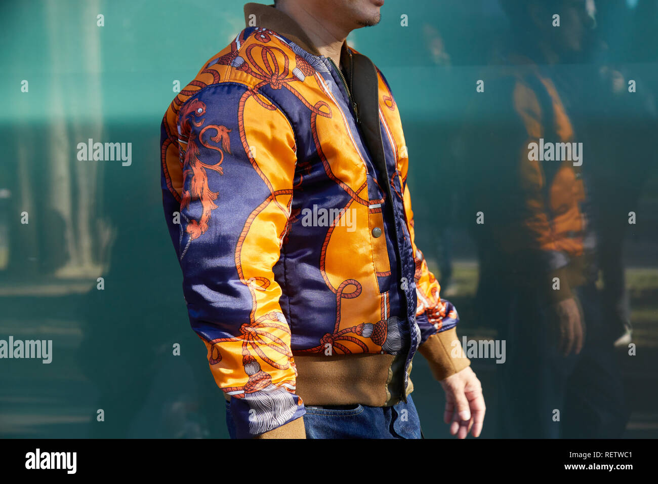 light blue satin bomber jacket