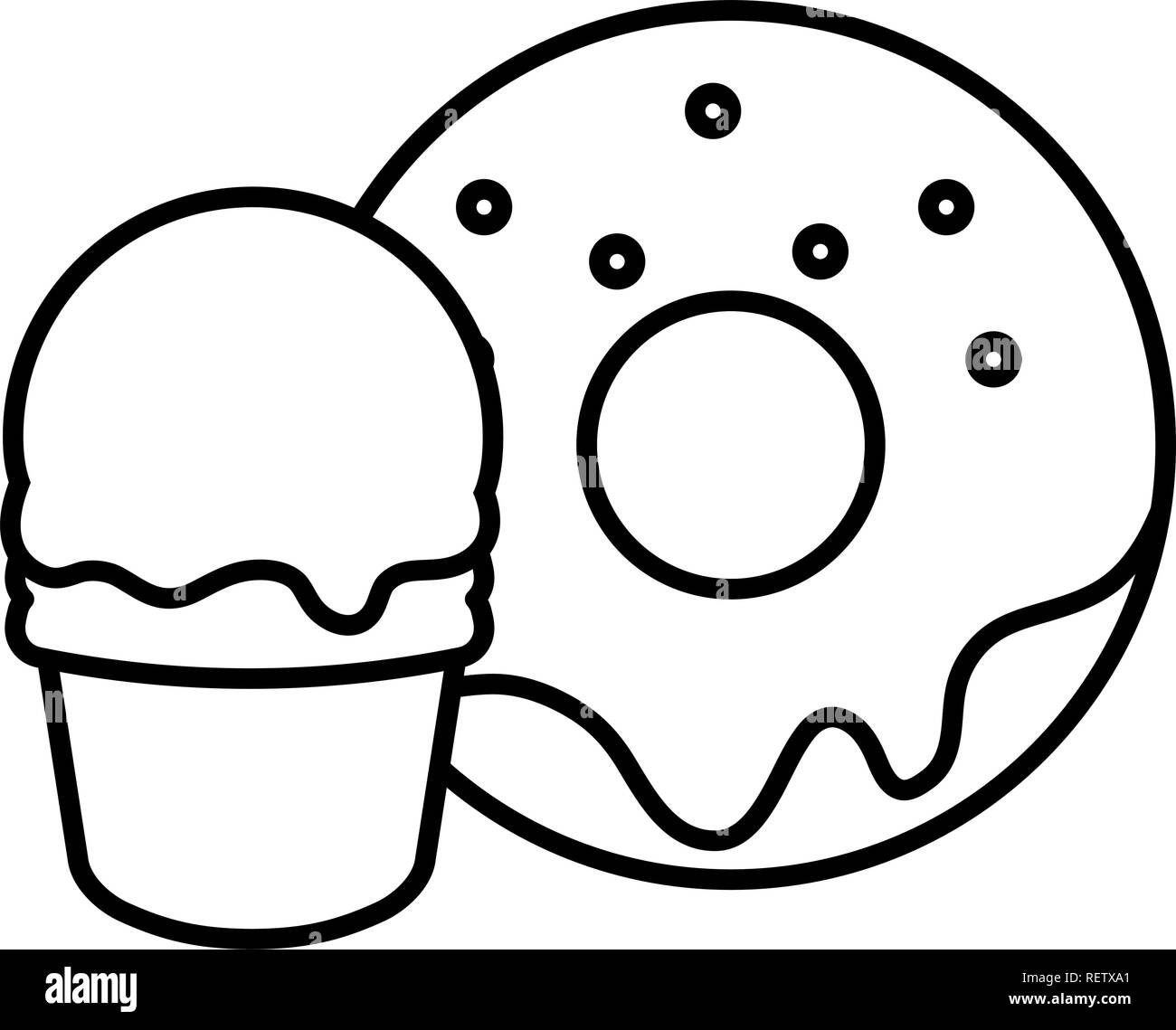 ice cream and donut over white background, vector illustration Stock