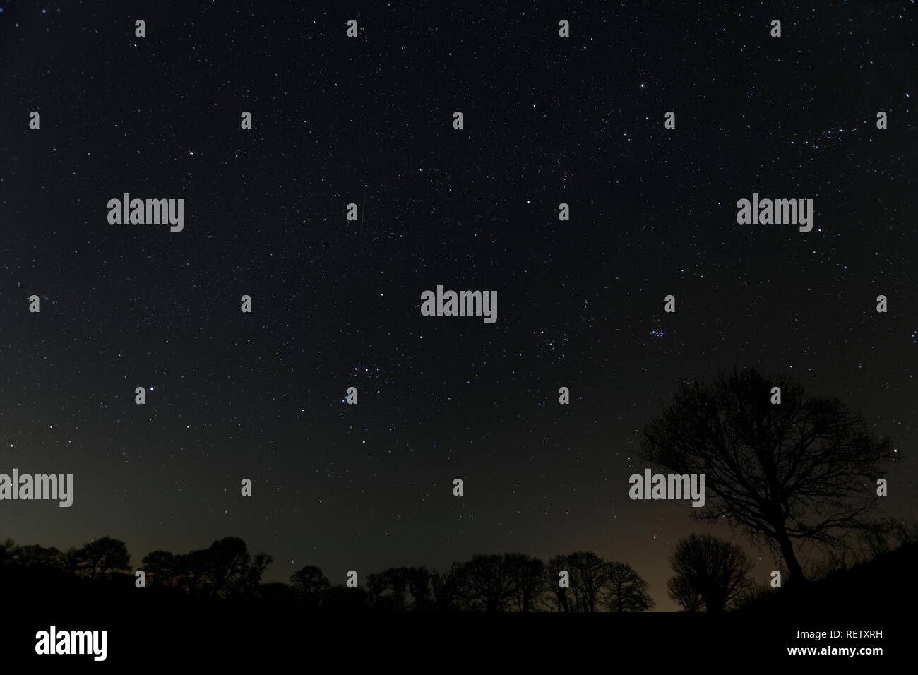 Orion in the night sky during the Geminid meteor shower in December Oakley Hampshire Stock Photo